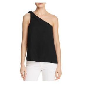 NWT Splendid Womens Crosshatch One Shoulder Casual Top Size XS Black $90 K284